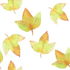 Autumn leaves. Watercolor floral background. Seamless  pattern 6