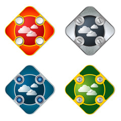 Vector simple objects with screws and clouds