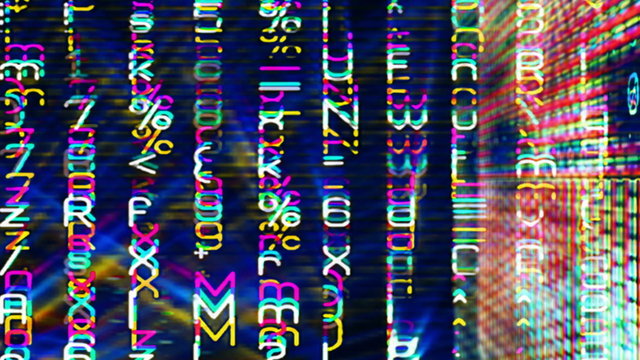 Digital Graffiti 006: Streaming digital data in front of a moosh of bleeding tech color (Loop).