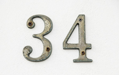 Number thirty-four on a wall