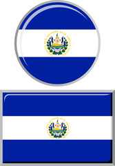 El Salvador round and square icon flag. Vector illustration.