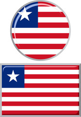 Liberian round and square icon flag. Vector illustration.