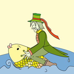 Fairy tale character of green waterman