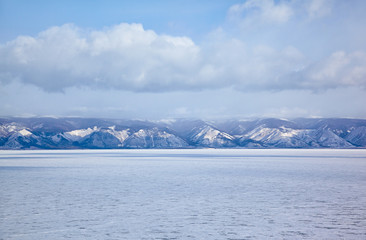 Fototapeta na wymiar Siberian lake Baikal in winter