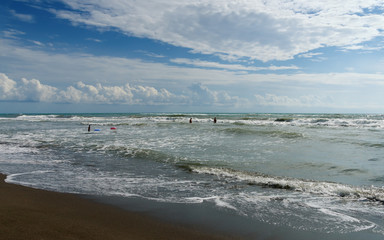 View of Adriatic sea near Ulcinj city, Big Beach (Velika Plaza). Montenegro