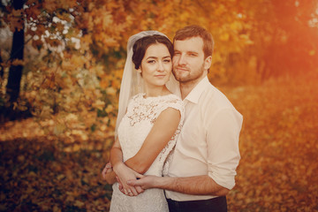 Wedding couple in love outdoors