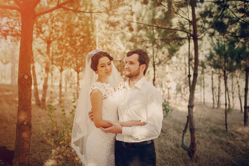 Fototapeta premium Wedding couple in love outdoors