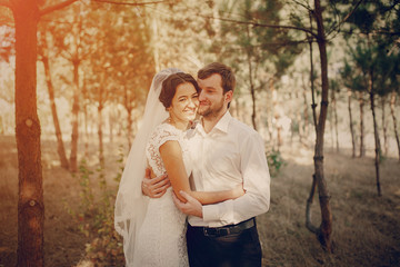 Wedding couple in love outdoors