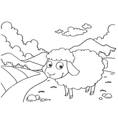 Sheep Colouring Pages vector
