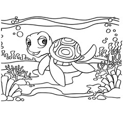 Fototapeta premium Turtles Coloring Pages vector 