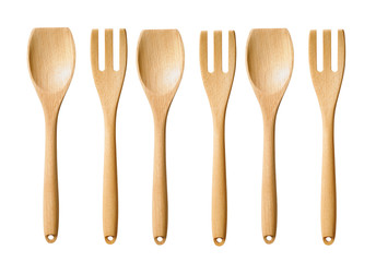 Isolated Wooden Kitchen Utensils