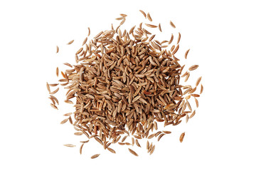 Cumin seeds or caraway isolated on white background, top view