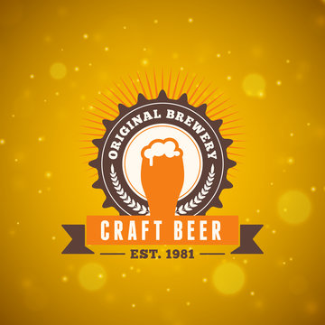 Retro Vintage Beer Logotype Design Element. Vector Illustration