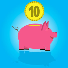 moneybox for the money in the form of a pig