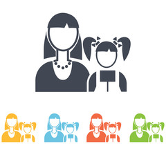 Girl with her mother icon