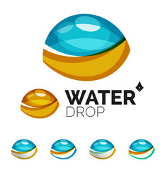 Set of abstract eco water icons, business logotype nature green