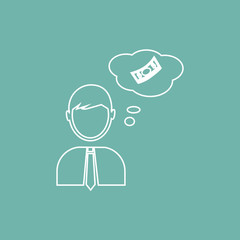 Man thinks about money icon