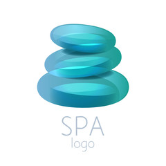 Beautiful turquoise spa stones stack logo sign.