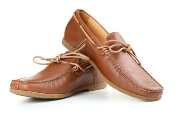 Fashion brown shoes isolated on a white