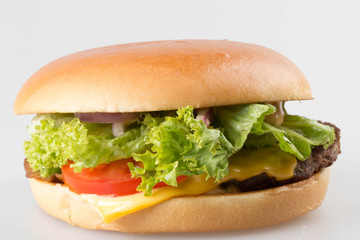American hamburger on white background