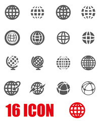 Vector grey globe icon set