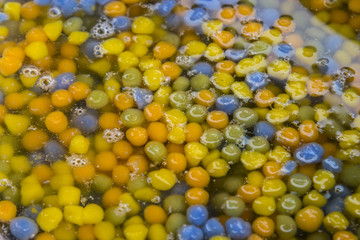 close up rice dumpling in syrup, process of cooking Thai sweet d