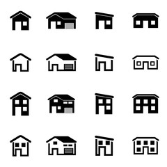 Vector black house icon set