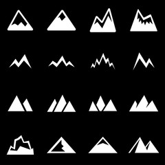 Vector white mountains icon set