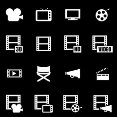 Vector white movie icon set