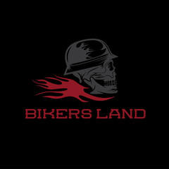 skull in helmet with flame concept vector design template