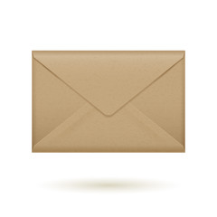 Realistic brown closed envelope icon template.