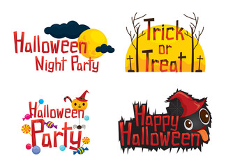 Halloween Texts Design Element Set, Mystery, Holiday, Culture, October, Decoration, Fantasy, Night Party