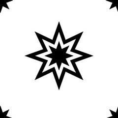 Monochrome geometric seamless pattern with Christmas stars