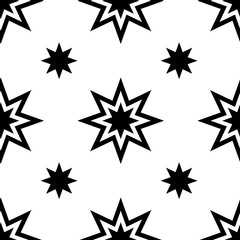 Fototapeta premium Monochrome geometric seamless pattern with Christmas stars