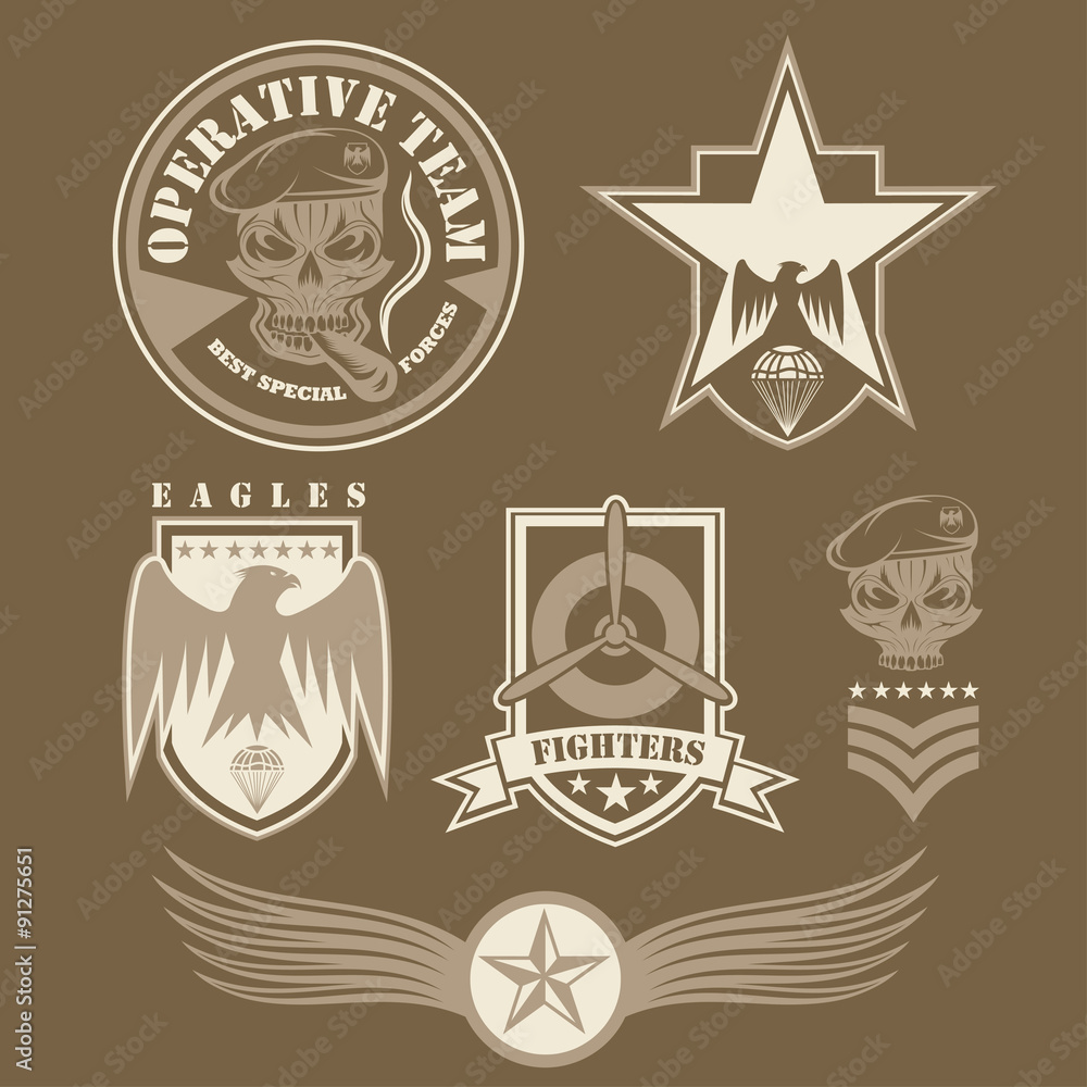 Canvas Prints Special unit military emblem set vector design template