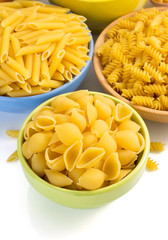 raw pasta isolated on white
