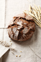 Rye bread on a white linen napkin