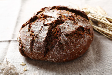 Fresh bread on a napkin