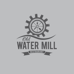 old water mill restaurant concept vector design template