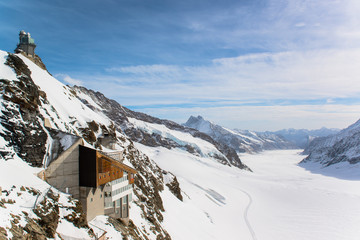 Panorama Scenic of Great Aletsch Glacier Jungfrau region