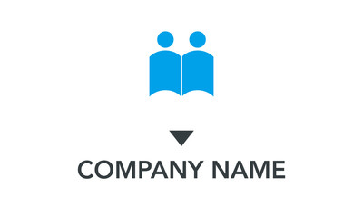 people with book pencil logo design concept