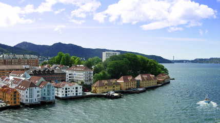 Fototapeta na wymiar Panorama of the city of Bergen in Norway