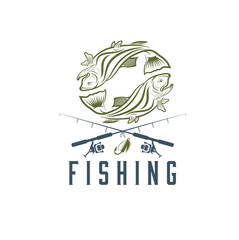 vintage fishing vector design template