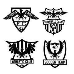 football team crests set with eagles vector design template