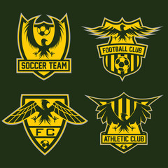 football team crests set with eagles vector design template
