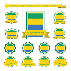 Label gabon independence day flags infographic design
