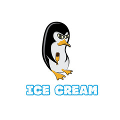 penguin in sunglass holding ice cream