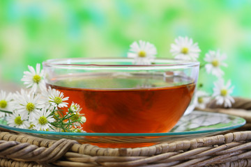 Cup of chamomile tea with copy space
