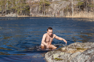 man in the cold water