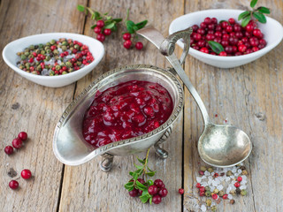 Homemade cranberry sauce for meat and fish